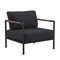 Merrick Lane Eastport Outdoor Accent Chair with Removable Plush Fabric Cushions and Teak Accented Aluminum Frame